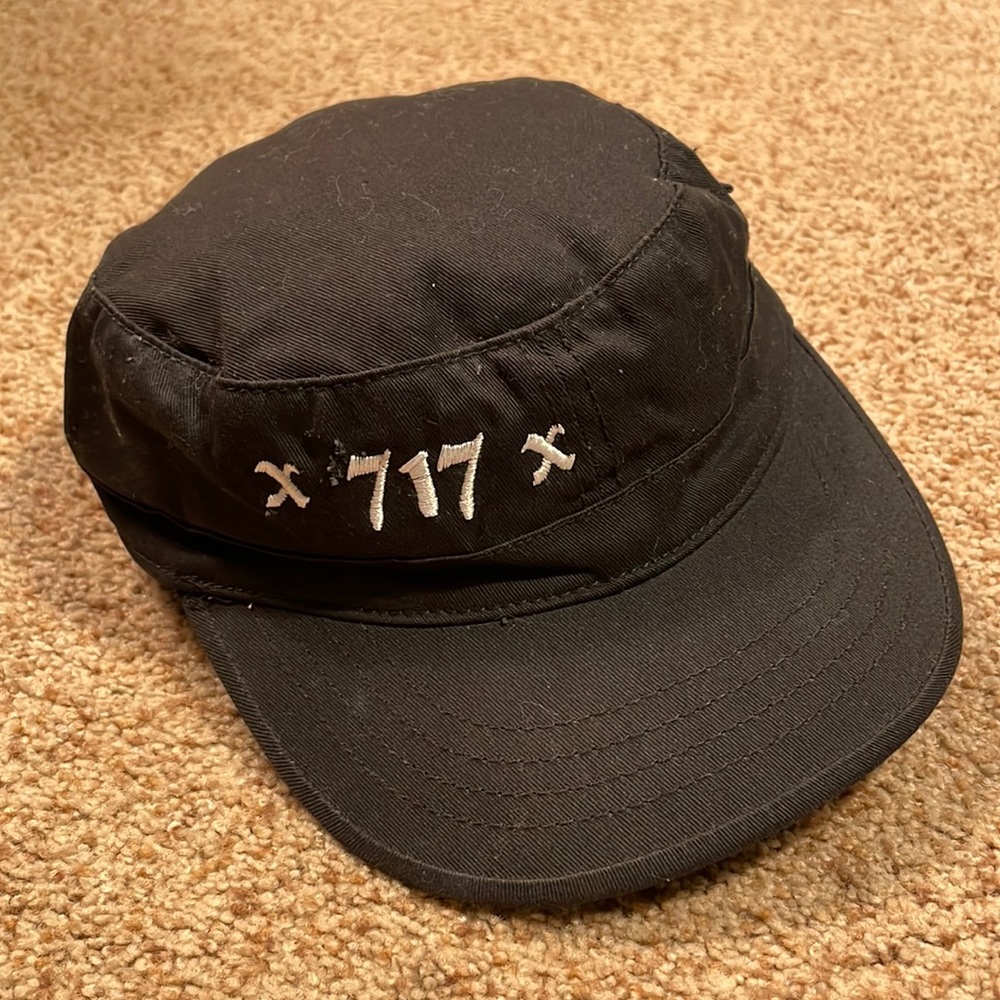 Black Military Style Punk Rock Hat Sm/Md